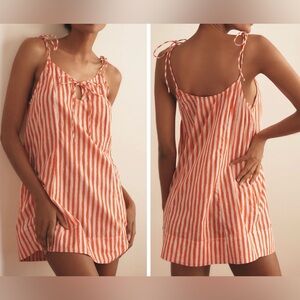 Farm Rio Striped Tie-Strap Mini Cover-Up Dress